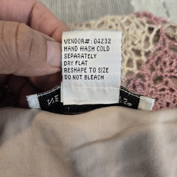 Newport News Crochet Knit Sleeveless Beige Ramie Blend Midi Dress Size L - Picture 6 of 7